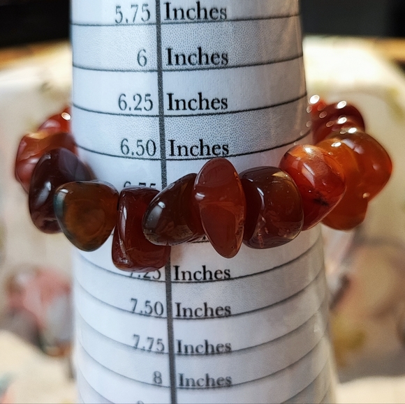 Carnelian Stretch Bracelet Tumbled Rocks Stones Hound Nature's Beauty Restrung - Picture 10 of 16